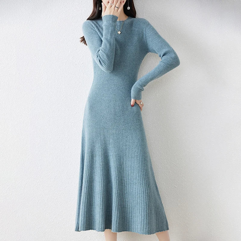 Wool Dress with Long Sleeves for Women
