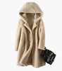 Mid-Length Wool Coat with Hood for Women
