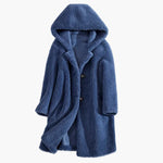 Mid-Length Wool Coat with Hood for Women