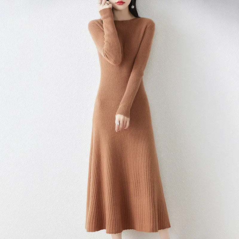 Wool Dress with Long Sleeves for Women