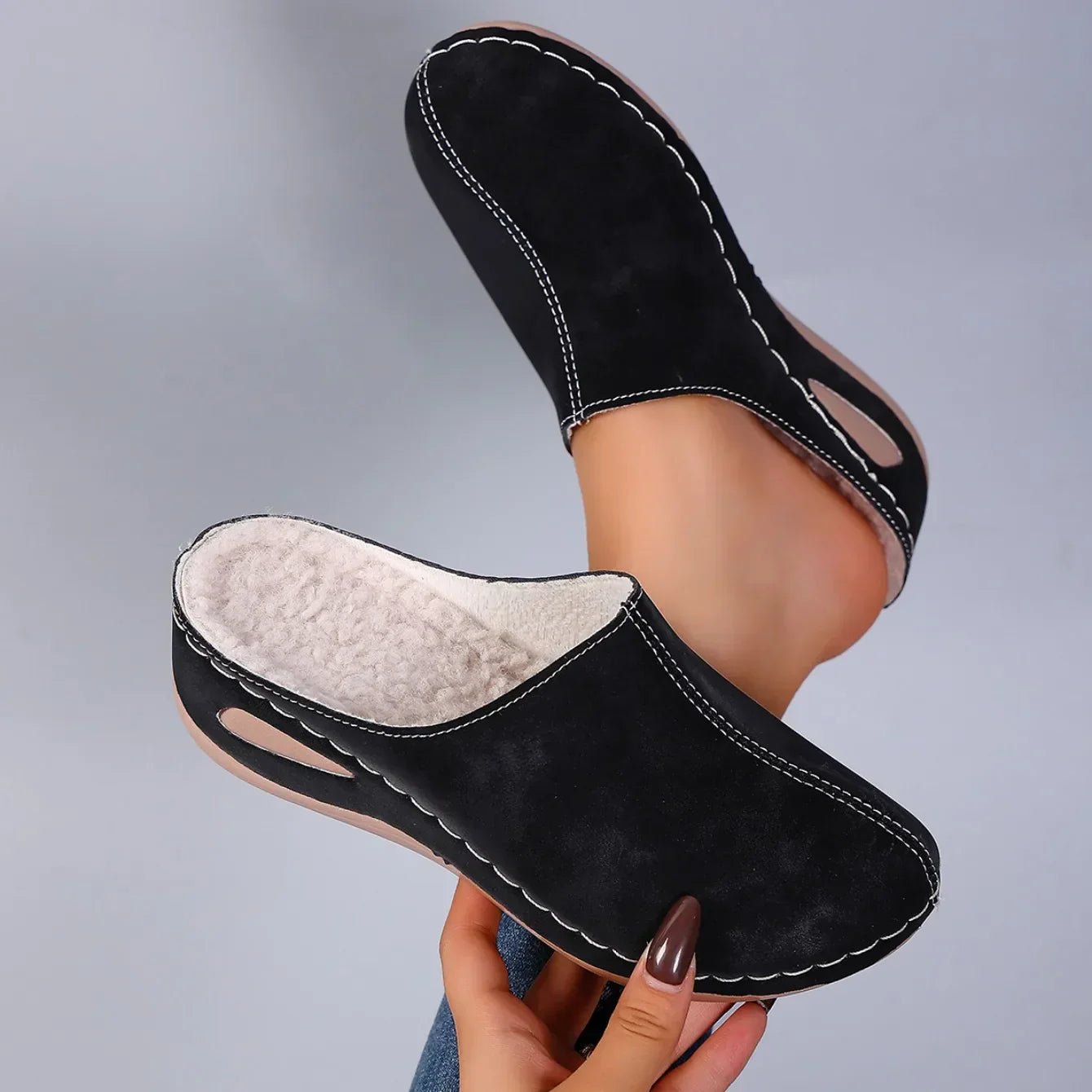 Orthopedic Cozy Comfortable Breathable Blue Mules