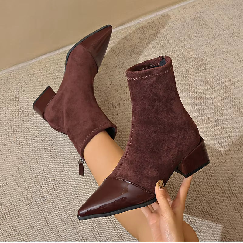 Pointed Suede Heel Boot for Women