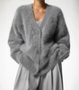 Oversized V-Neck Cardigan with Long Sleeves for Women