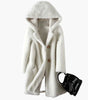 Mid-Length Wool Coat with Hood for Women