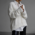Oversized V-Neck Cardigan with Long Sleeves for Women
