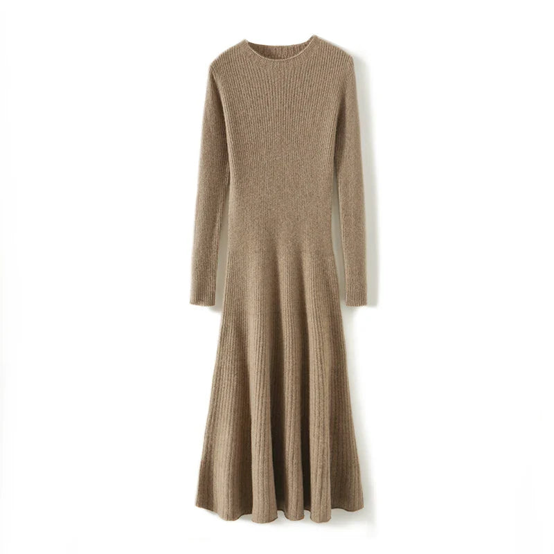 Wool Dress with Long Sleeves for Women