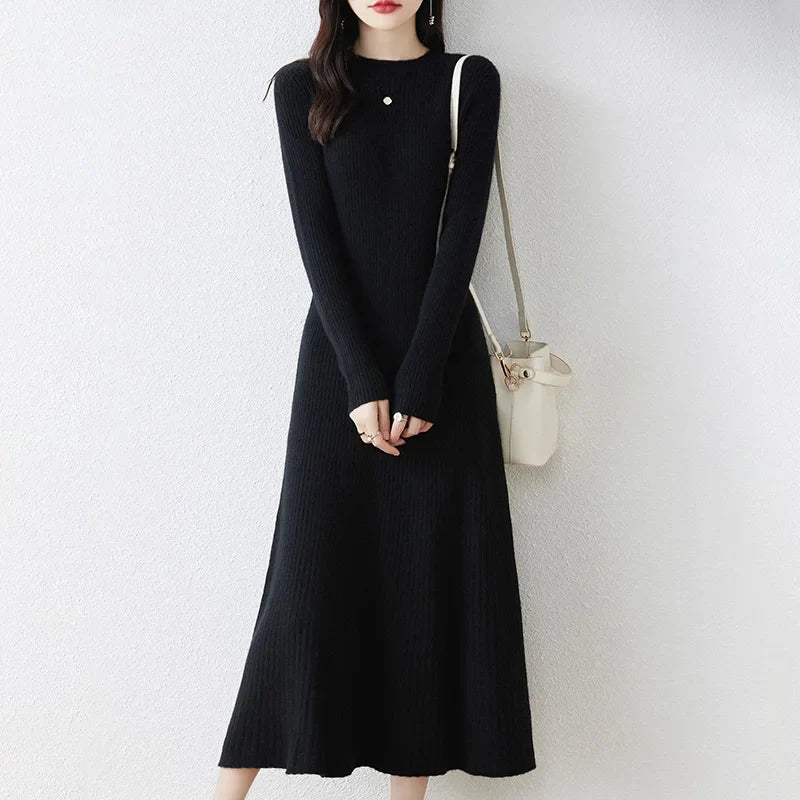 Wool Dress with Long Sleeves for Women
