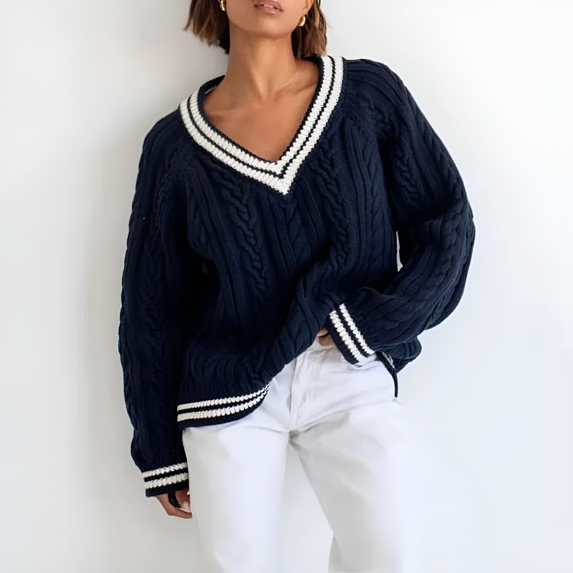 Women's Oversized Twisted Pattern Pullover
