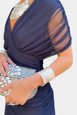 Elegant Dark Green Deep V-Neck Dress