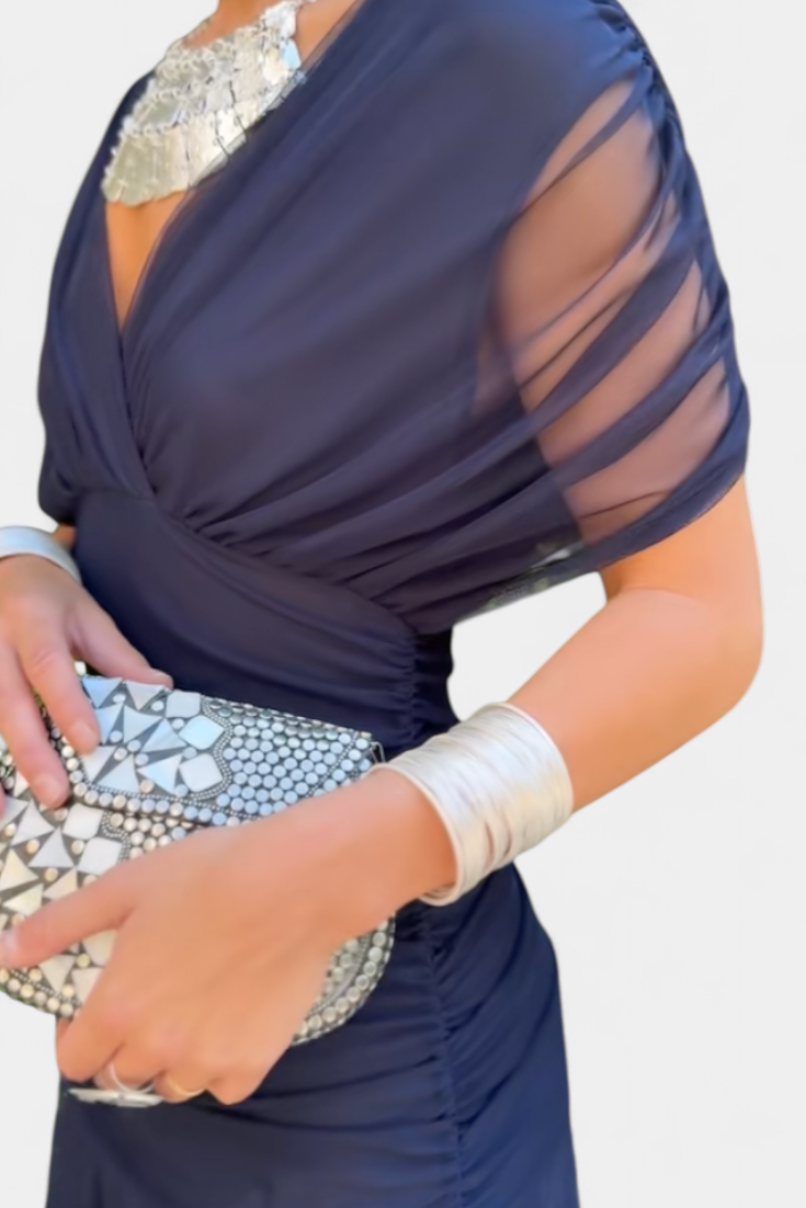 Elegant Dark Green Deep V-Neck Dress