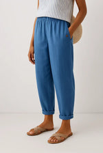 Wide-Leg Elastic Waist Linen Pants for Women
