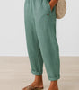 Wide-Leg Elastic Waist Linen Pants for Women