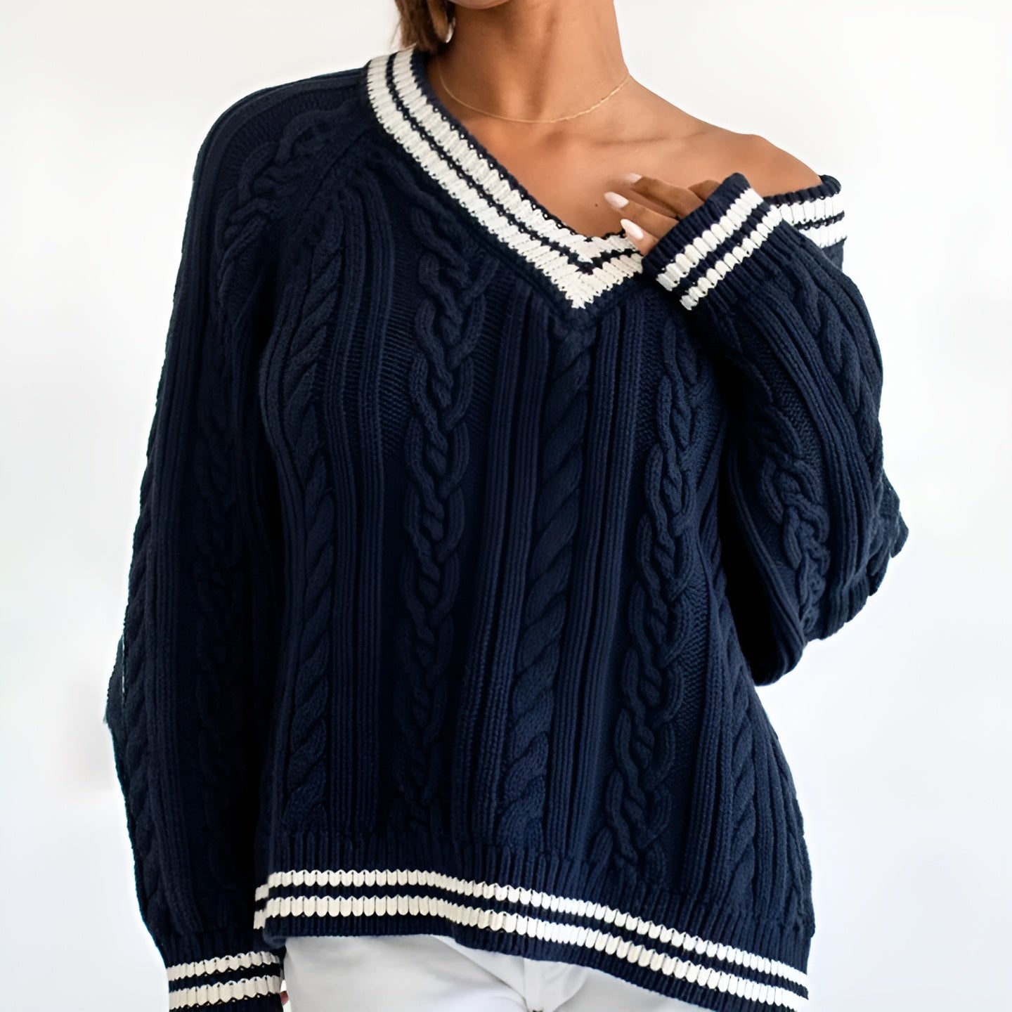Women's Oversized Twisted Pattern Pullover