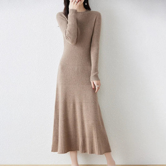 Wool Dress with Long Sleeves for Women