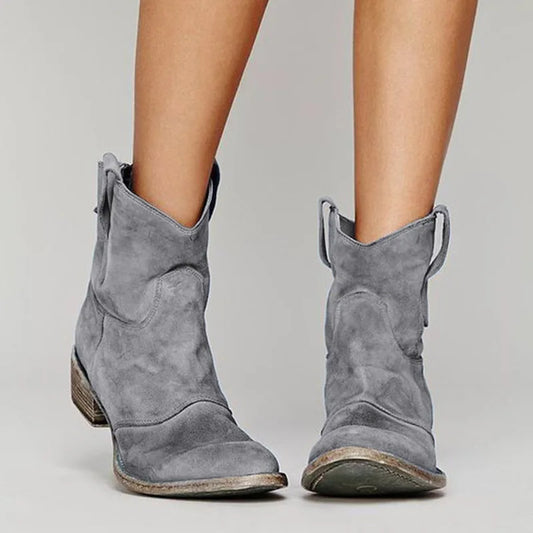 Women's suede-effect ankle boots western style
