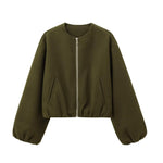 Women's Round Neck Bomber Jacket