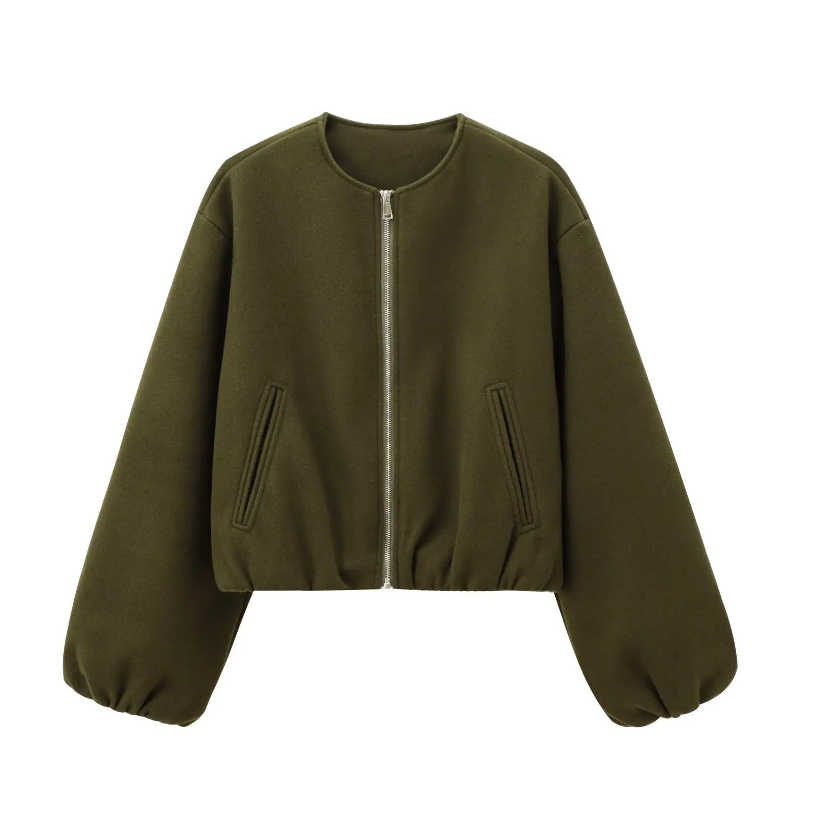 Women's Round Neck Bomber Jacket