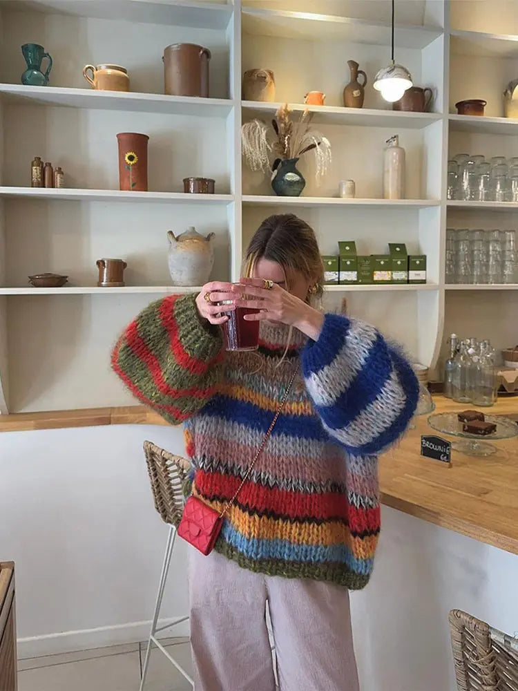Multicolored Striped Sweater for Women