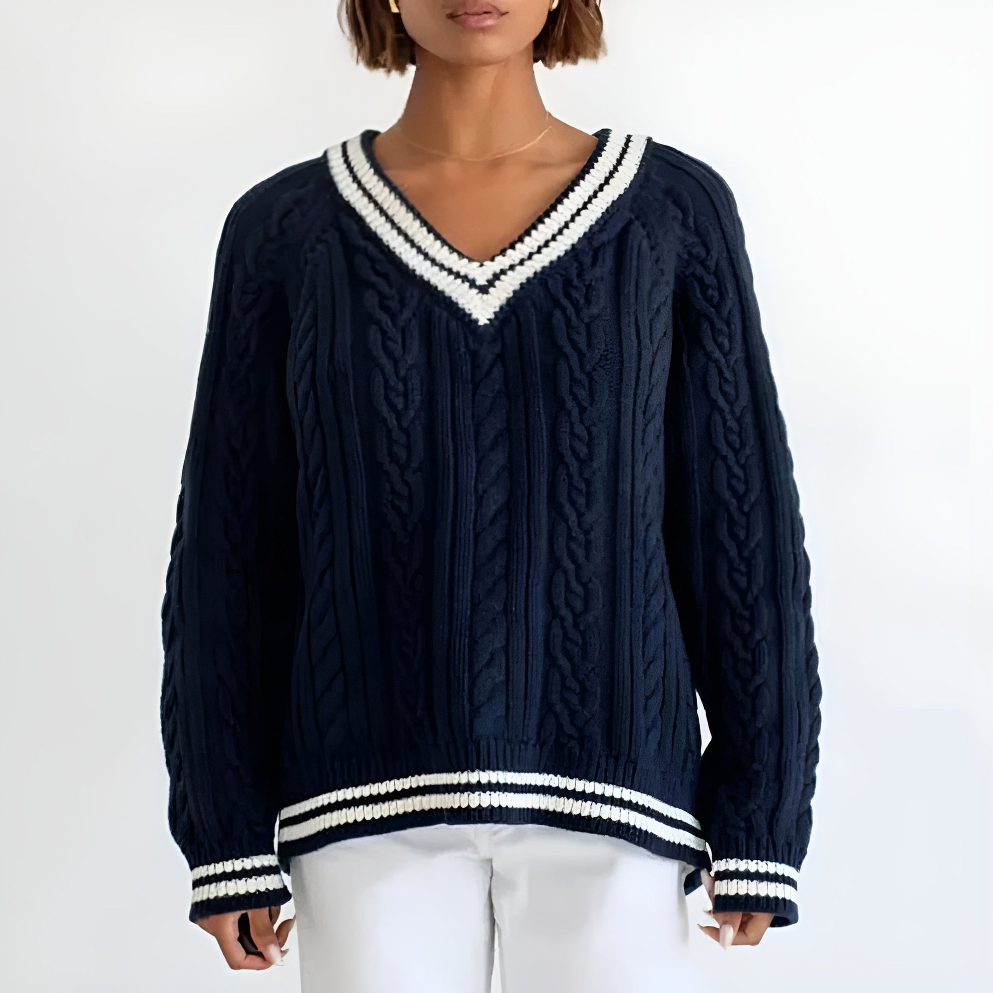 Women's Oversized Twisted Pattern Pullover
