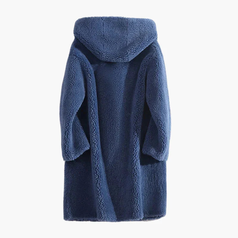 Mid-Length Wool Coat with Hood for Women