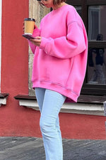 Oversized Fleece Crew Neck Sweatshirt for Women