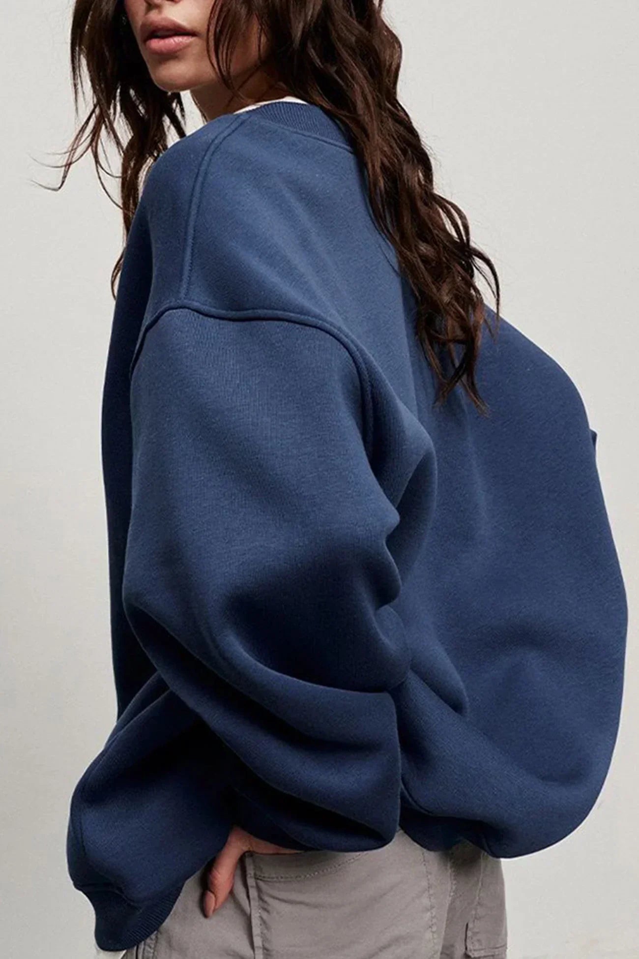 Oversized Fleece Crew Neck Sweatshirt for Women