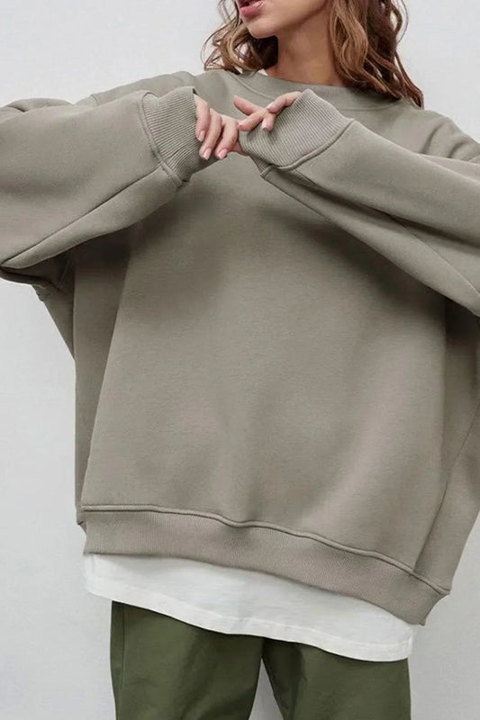Oversized Fleece Crew Neck Sweatshirt for Women