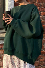 Oversized Fleece Crew Neck Sweatshirt for Women