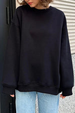 Oversized Fleece Crew Neck Sweatshirt for Women