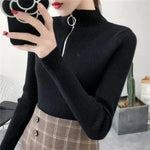 Fitted high-neck sweater for women