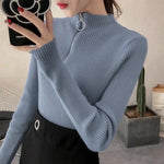 Fitted high-neck sweater for women