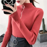 Fitted high-neck sweater for women