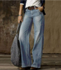 Wide-Leg Washed Mid-Rise Jeans for Women