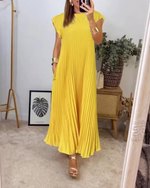 Sleeveless Long Pleated Dress for Women | Ideal for Everyday Wear