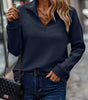 Loose Ribbed Zip-Up Sweater with Long Sleeves for Women  