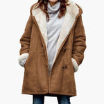 Plus Size Coat for Women with Pockets and Buckle Closure