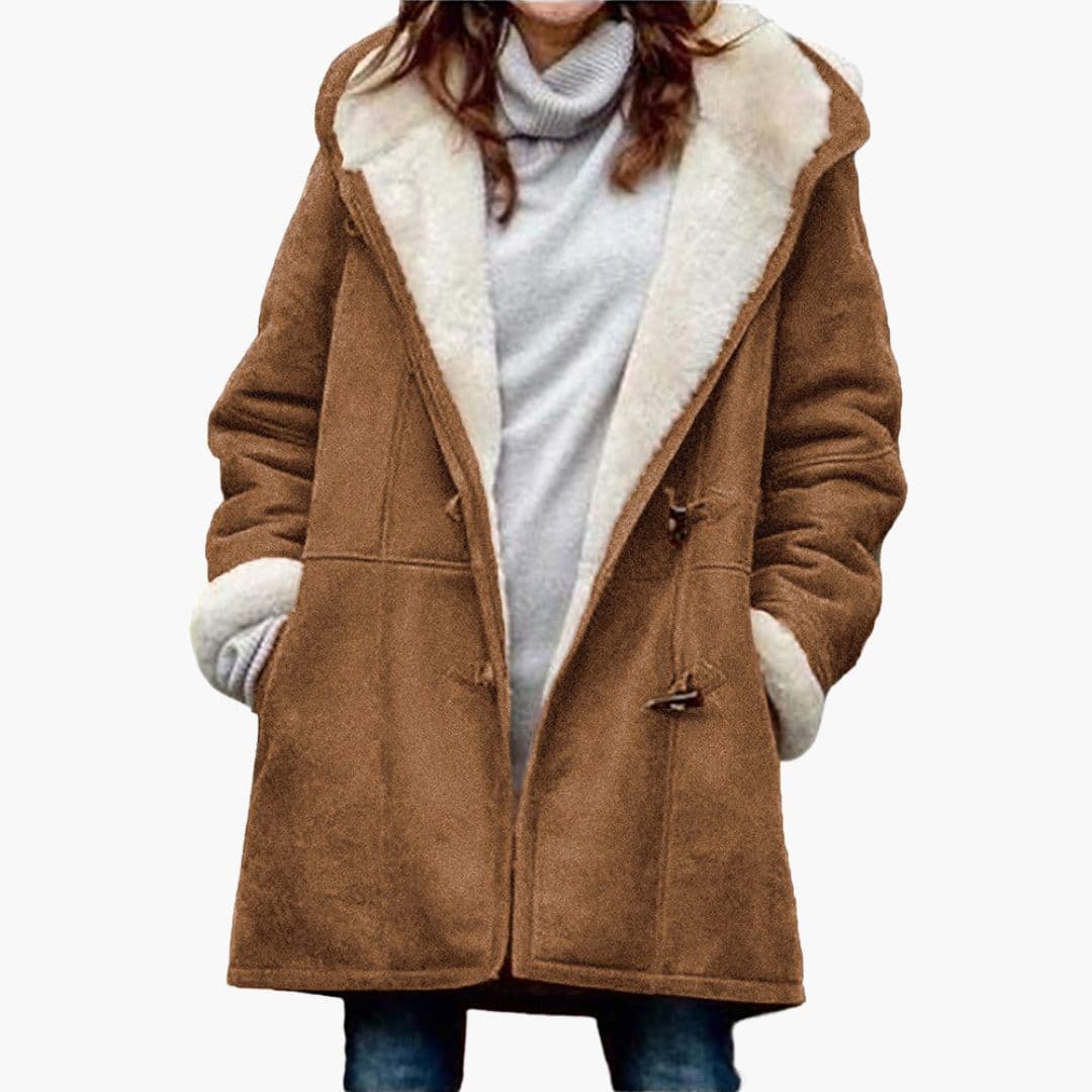 Plus Size Coat for Women with Pockets and Buckle Closure