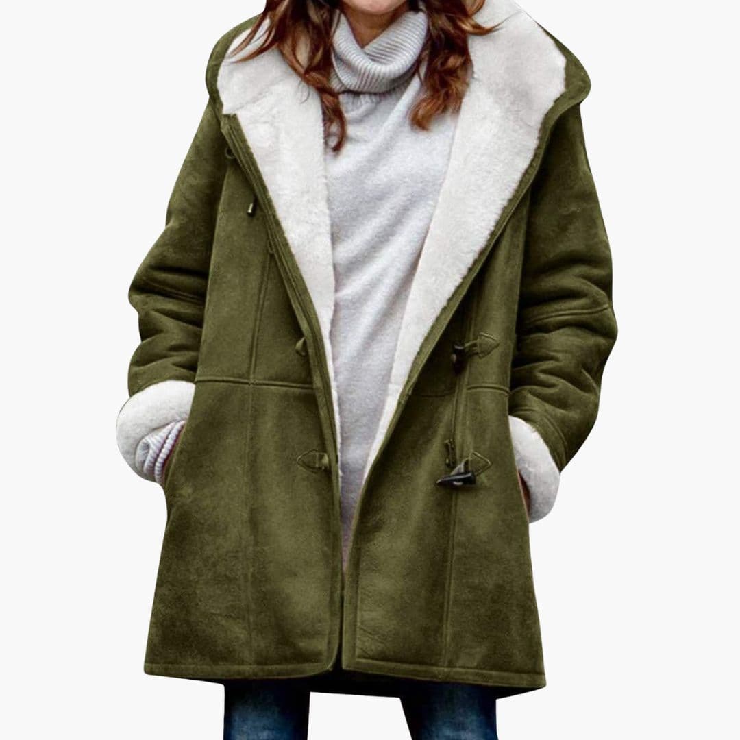 Plus Size Coat for Women with Pockets and Buckle Closure