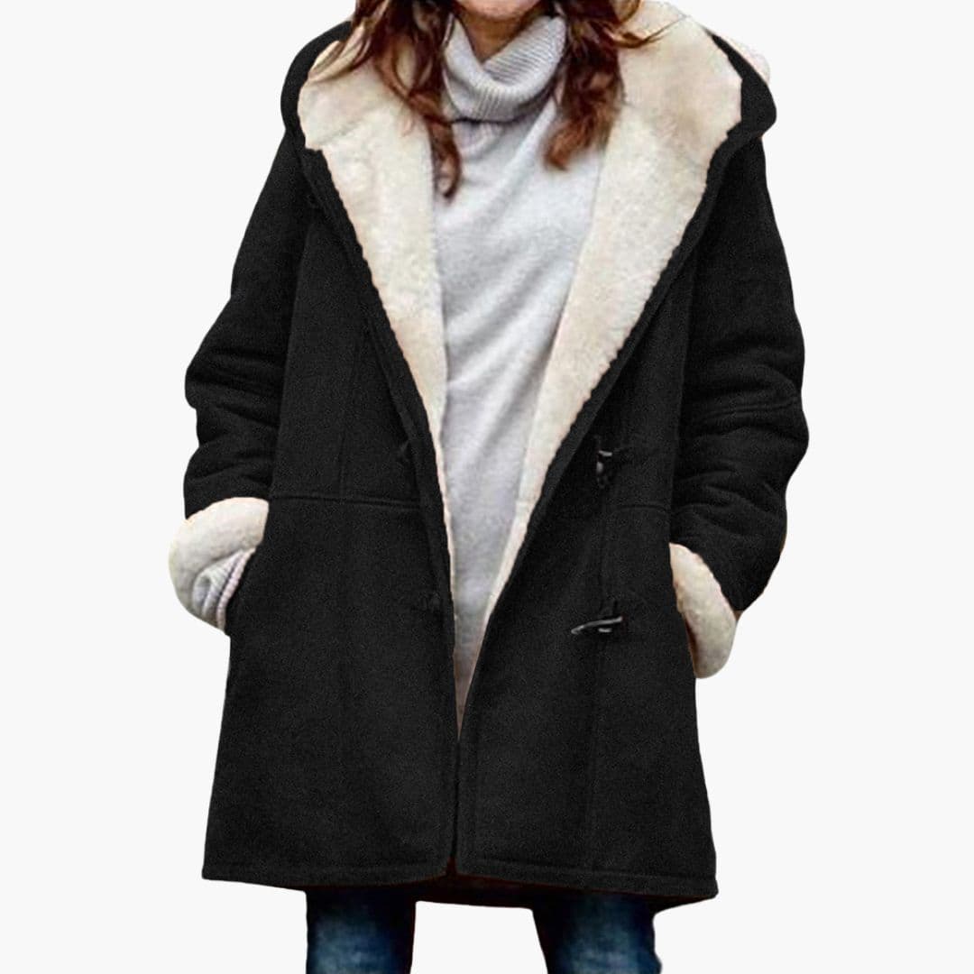 Plus Size Coat for Women with Pockets and Buckle Closure