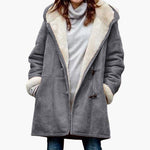 Plus Size Coat for Women with Pockets and Buckle Closure