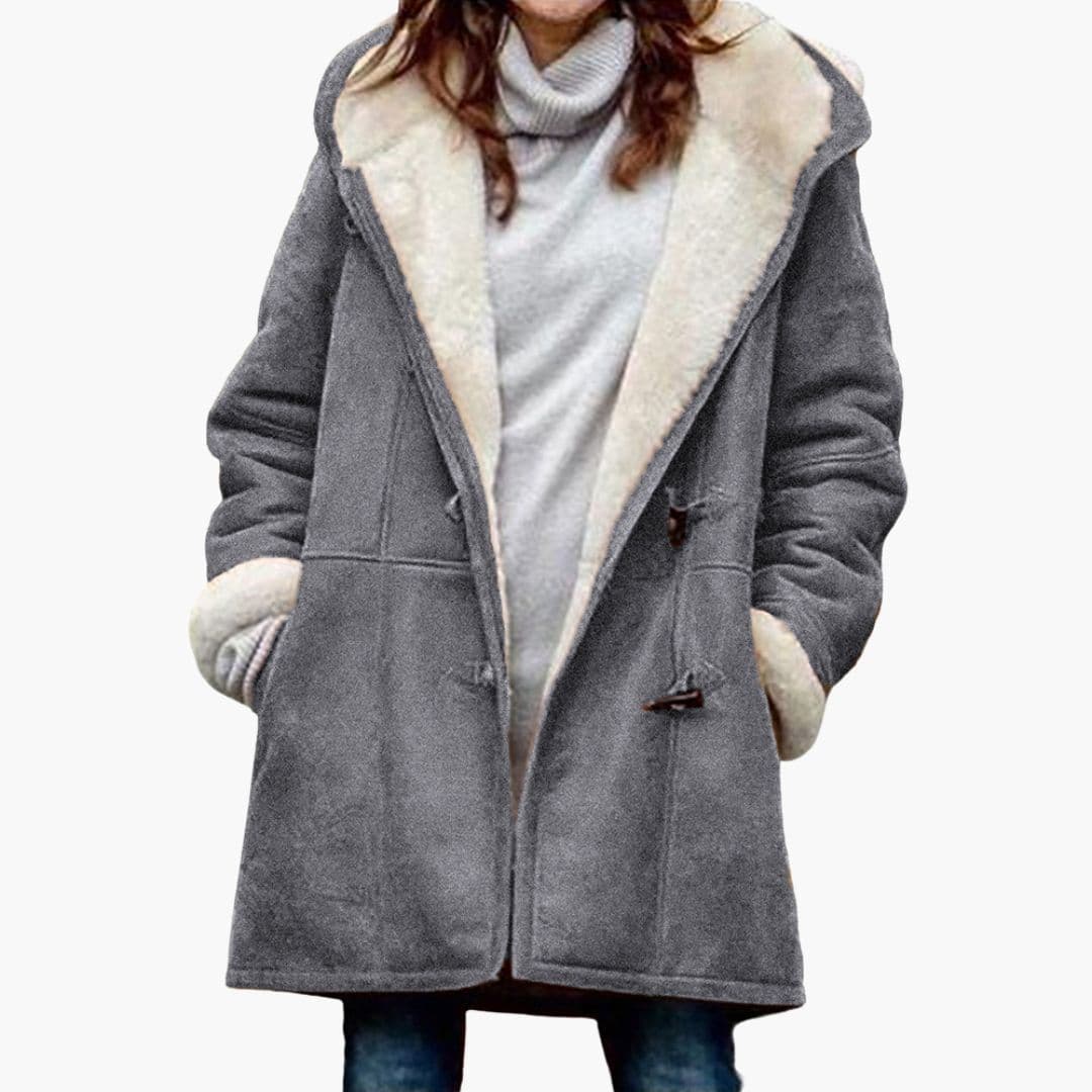 Plus Size Coat for Women with Pockets and Buckle Closure