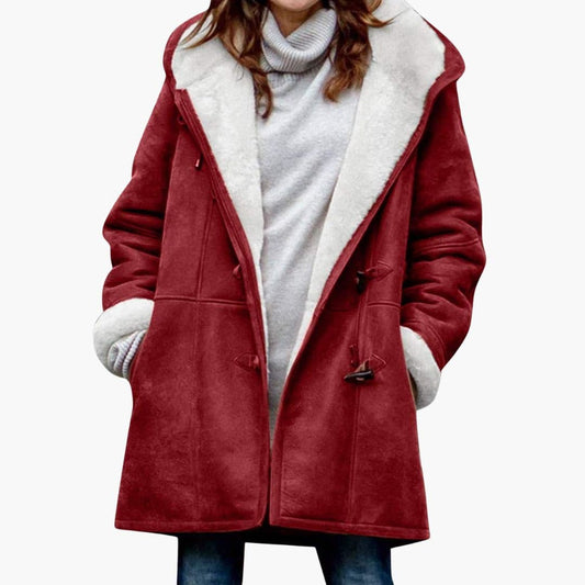 Plus Size Coat for Women with Pockets and Buckle Closure