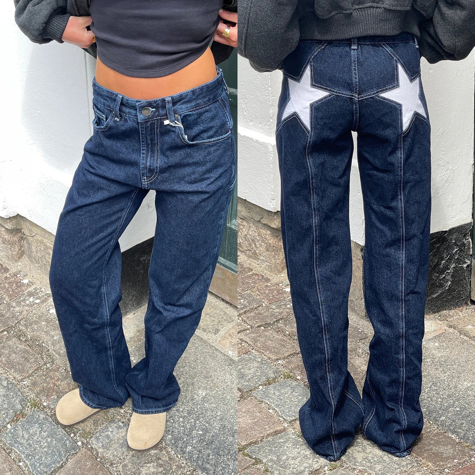 Casual star-patterned jeans for women