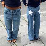 Casual star-patterned jeans for women