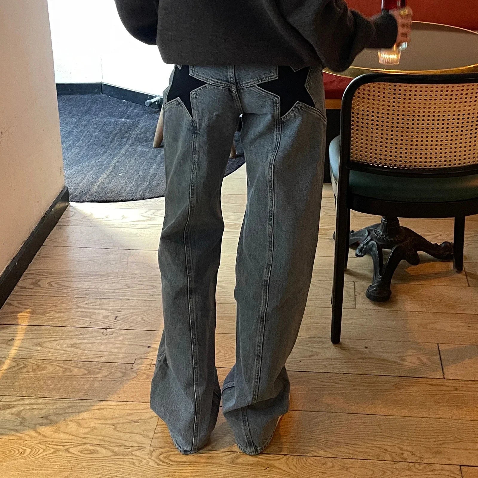 Casual star-patterned jeans for women