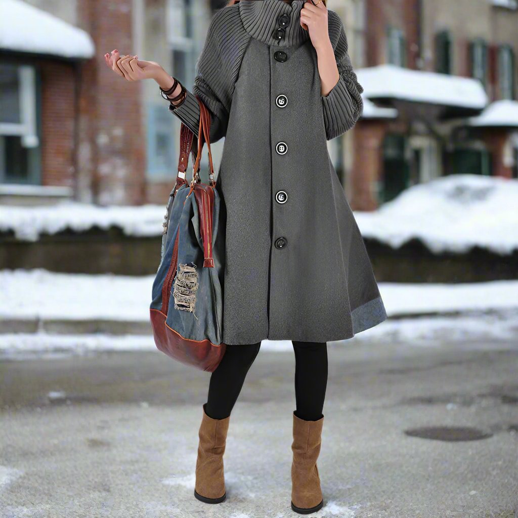 Long loose coat in wool for women