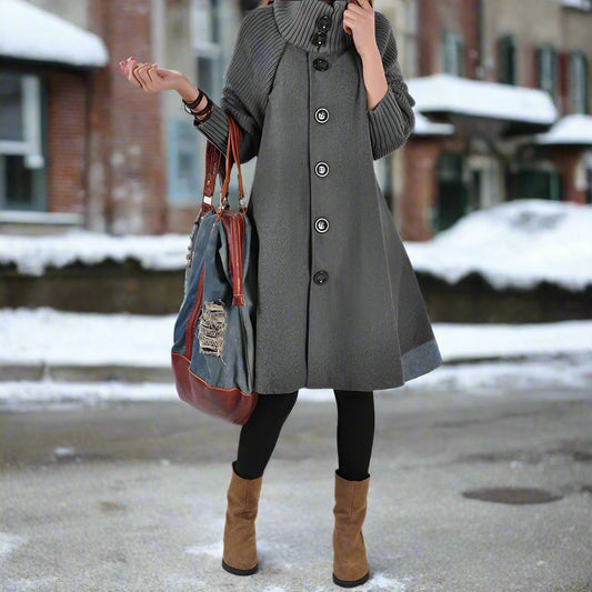 Long loose coat in wool for women