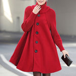 Long loose coat in wool for women