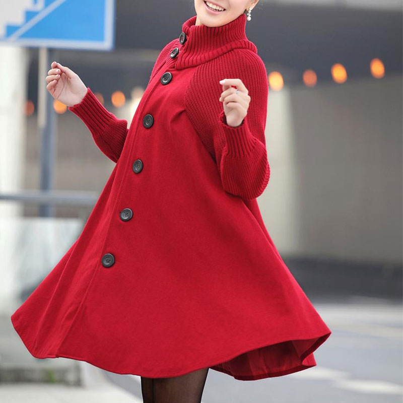 Long loose coat in wool for women