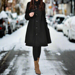 Long loose coat in wool for women